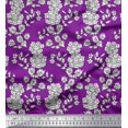 thumbnail image 1 of Soimoi Crepe Silk Fabric Leaves & Floral Block Print Fabric by The Yard 42 Inch Wide, 1 of 3