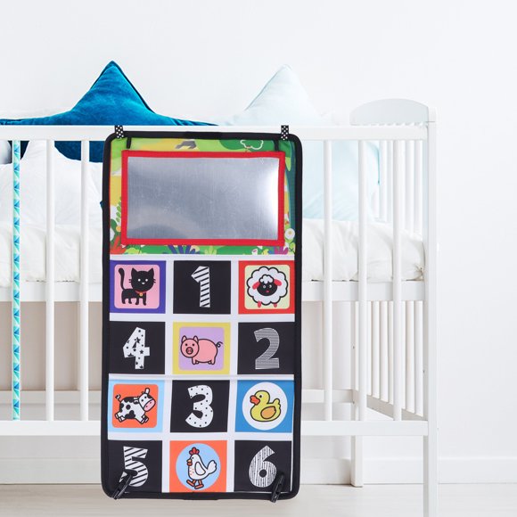 Livre-jouet Miroir pour Bébé, Livre Miroir Pliable pour Nourrisson Entraînement Visuel Professionnel avec Pendentif pour Voiture pour Nouveau-Né