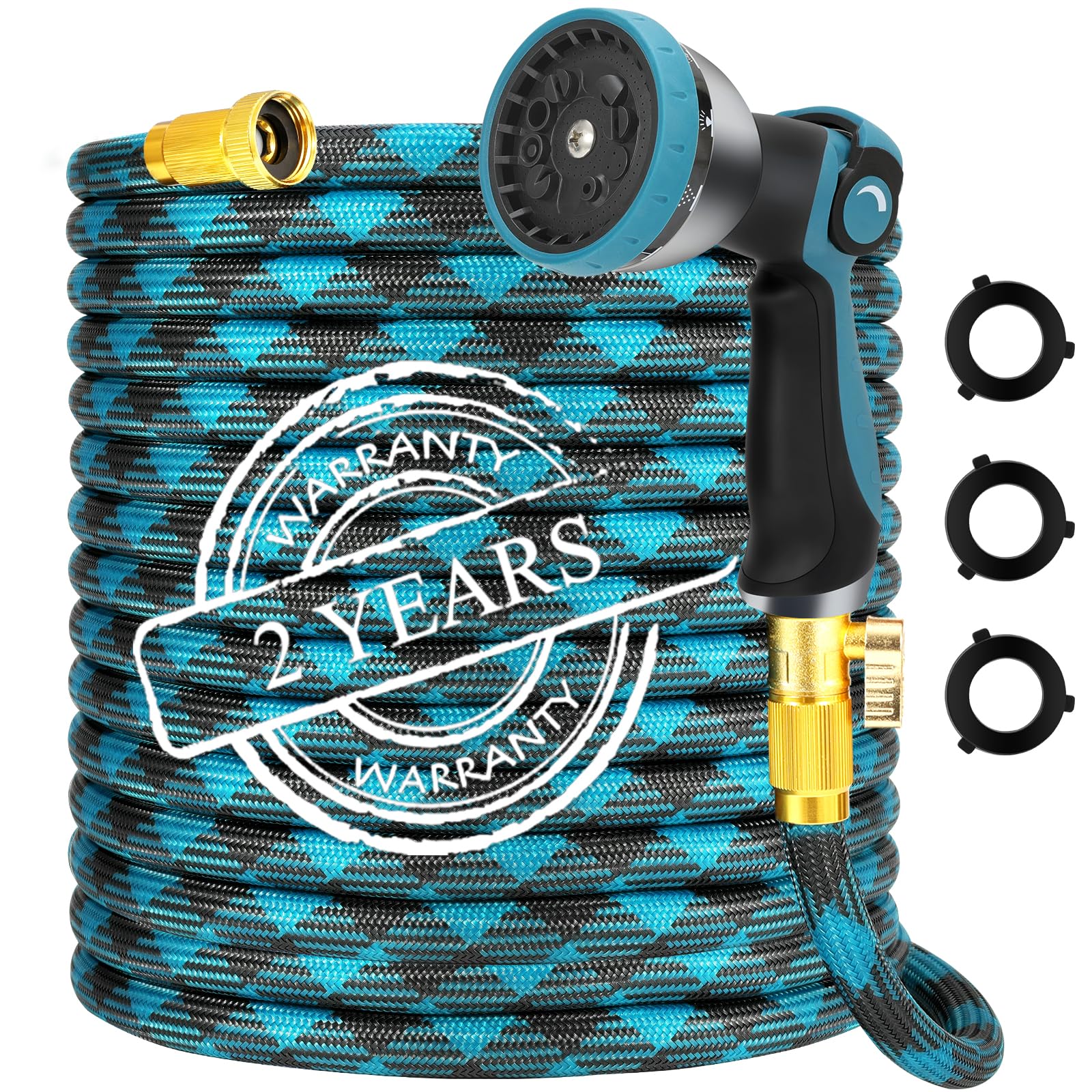 Garden Hose 30 FT NON-EXPANDABLE Water Hose Flexible Garden hose & Ultra Lightweight Hose with 10-Pattern Garden Hose Nozzle High-Strength Special Cloth Cover with 3/4"" Brass fitting for Garden