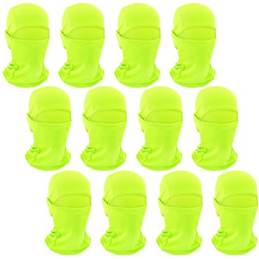 TOPTIE Lot de 12 Cagoules Noires, Cagoule Ajustable en Maille Rafraîchissante pour Extérieur avec Capuchon de Protection Solaire UV - 12 Pcs Vert Néon