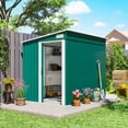 thumbnail image 2 of Outsunny Abri de Rangement Extérieur Adossé 5 x 7 Pi avec Base, Vert, 2 of 10