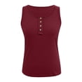 thumbnail image 4 of MIASHUI Women Sleeveless Tanks Top Casual Round Neck Splice Button Basic Tops,Red,L, 4 of 5