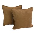 thumbnail image 1 of 18-inch Double-corded Solid Microsuede Square Throw Pillows with Inserts (Set of 2) - Saddle Brown, 1 of 2