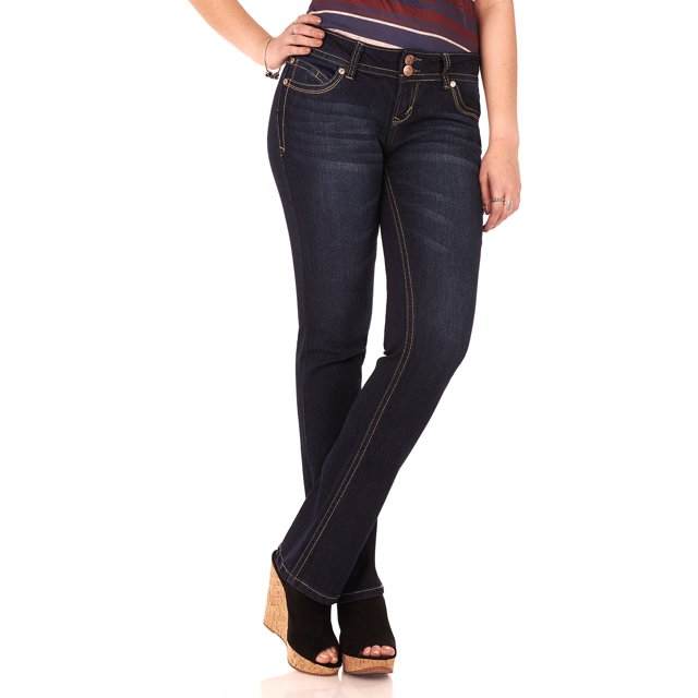WallFlower Jeans Luscious Curvy Coupe Bottillon Taille Mi-Haute Insta Extensible Juniors pour Femmes (Standard et Plus)