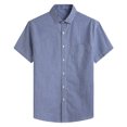 thumbnail image 1 of Birdeem Chemise à Manches Courtes pour Hommes Mode Business Col Rabattu Bouton Poche, 1 of 11