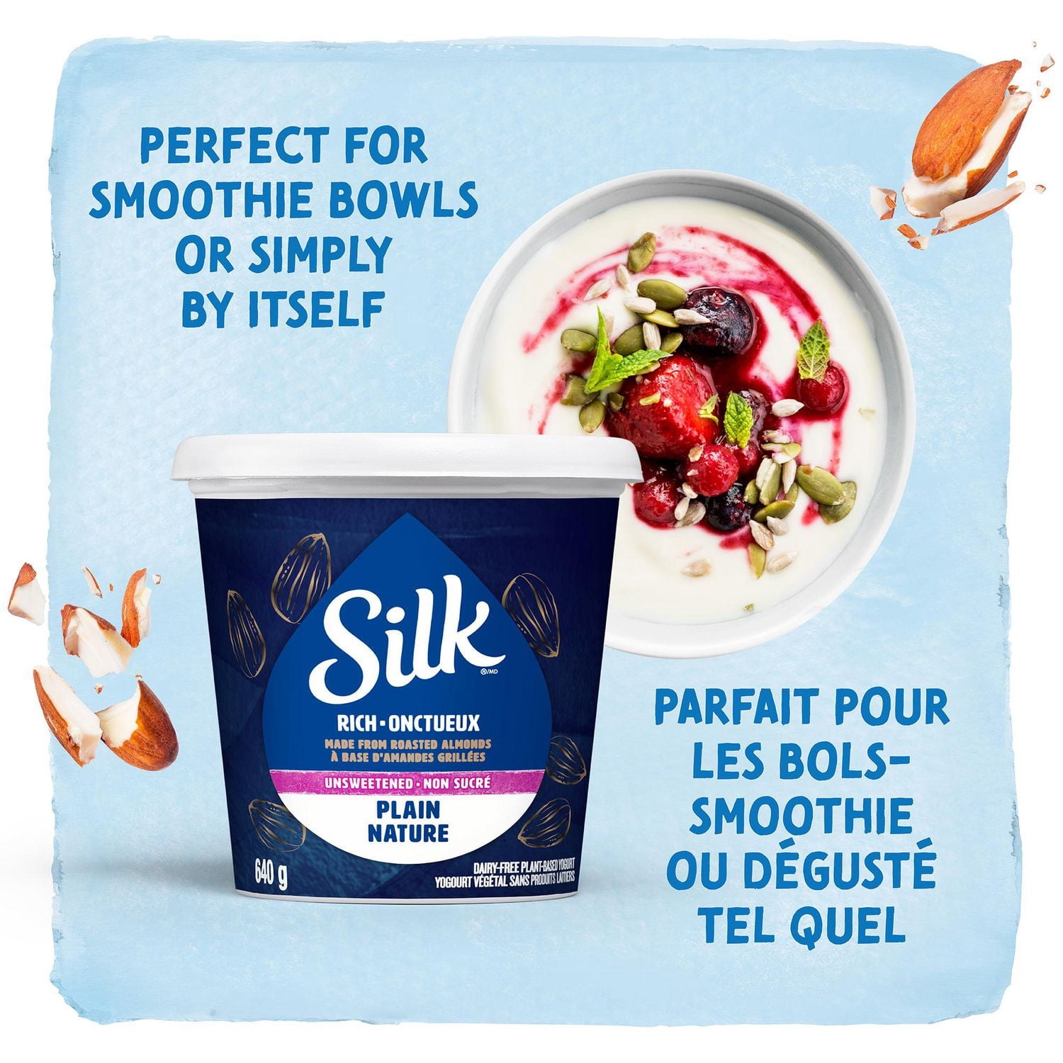 Silk Substitut de yogourt aux amandes, Nature non sucré, Sans Lactose