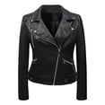thumbnail image 1 of XZNGL Veste de Moto Ajustée à Col Montant en Cuir pour Femmes Veste en Cuir, 1 of 7