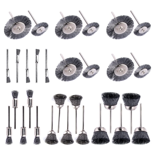 30-pack wire wheel brushes with 3mm handle for deburring, rust removal, polishing, and rust removal of metal and non-metal surfaces