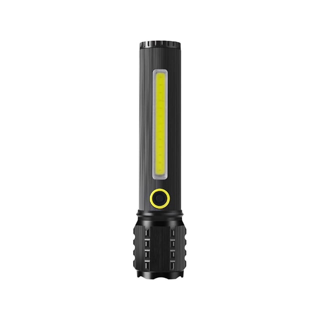 Dvkptbk Flashlight Alliage d'Aluminium USB Recharge Extérieure Flashlight Longue Portée Lumière Forte Camping et Randonnée LED Zoom Télescopique Haute Luminosité Flashlight Essentiels de Camping