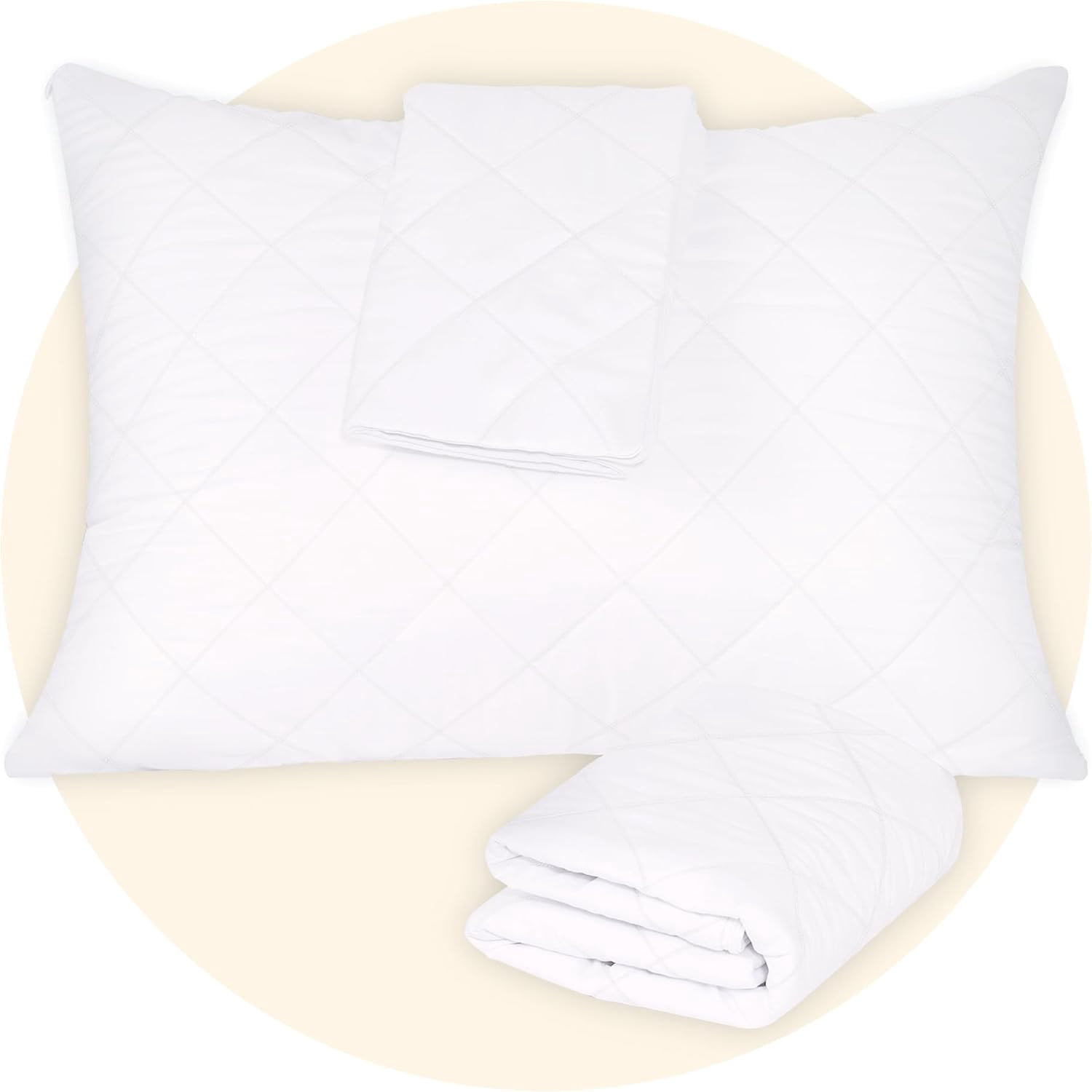 SLEEPSHEEP ZZ Pillow Protector, Standard Size - Zippered Waterproof Encasement Cover, 20x26 Inches, White - Breathable, Soft, Quiet (2 Count)