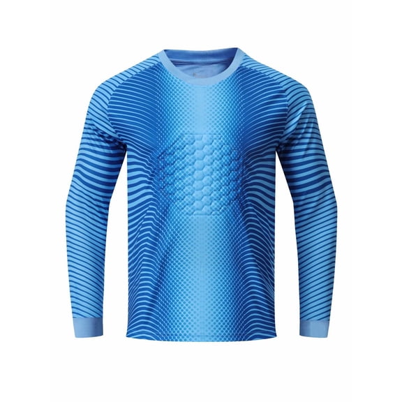 Kaerm Garçons Enfants Chandails de Gardien Rembourrés Jeunesse Manches Longues Maillot de Gardien de Soccer Uniforme d'Entraînement de Soccer Chandail de Course Rayébleu 26