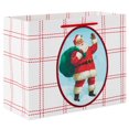 thumbnail image 1 of Hallmark Medium Horizontal Christmas Gift Bag (Santa on Red Plaid), 1 of 4