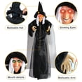 thumbnail image 4 of Halloween Animatronics Flying Witch Halloween Decor 70In Life Size Hanging Vocal With Light Up And Creepy Sound For Outdoor Indoor Halloweens House Props, 4 of 9