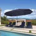 thumbnail image 1 of PURPLE LEAF 15ft Patio Umbrella with Base Included Double-Sided Rectangle Outdoor Umbrella Table Market Umbrella with Crank for Backyard Pool Garden Deck, Navy blue, 1 of 9