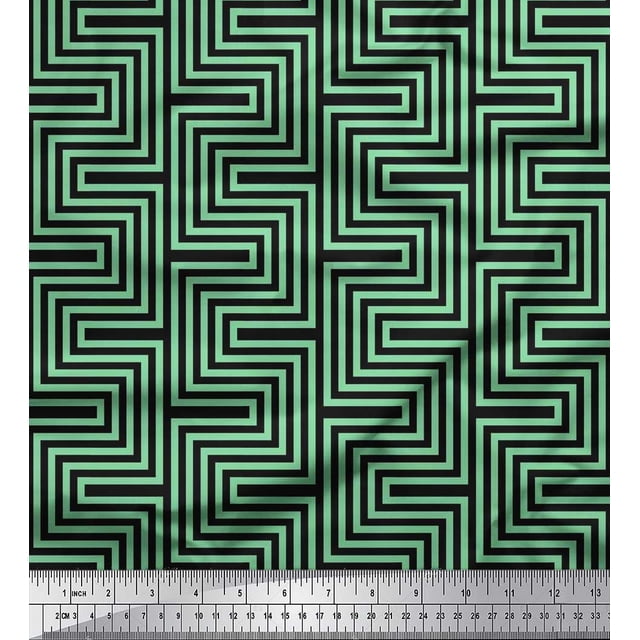 Soimoi Modal Satin Fabric Square & Spiral Geometric Print Fabric by the Yard 42 Inch Wide