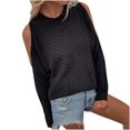 thumbnail image 2 of RKSTN Chandails pour Femmes Mode Couleur Unie Décontracté Col Rond Manches Longues T-Shirt Ample Blouse Hauts Chandail Chandails d'Automne, 2 of 5