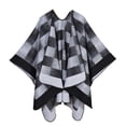 thumbnail image 1 of Gpaecead Women's Fall Classic Plaid Shawl - Jacquard Pattern Open Front Warm Cape Wrap Black, 1 of 8