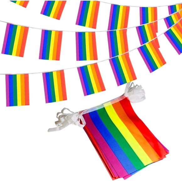 ANLEY Rainbow Pride String Flag Pennant Banner - 33 Feet 32 Flags