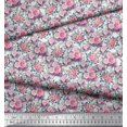 thumbnail image 3 of Soimoi Tissu Popeline de Coton Imprimé Feuilles & Roses au Mètre 56 Pouces de Large, 3 of 3