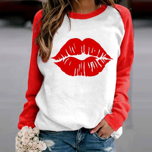 Amzcrzy Chandail pour Femmes Femmes Imprimé Saint-Valentin Raglan à Manches Longues Chandail Décontracté à Capuchon Chandails de la Saint-Valentin pour Femmes Chandails à Manches Longues pour Femmes Chandail à Enfiler 5TG