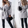 thumbnail image 2 of Woman Long Jackets Long Solid Woolen Coats Double Breasted Warm Blet Outwear, 2 of 9