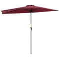 thumbnail image 1 of Outsunny 9ft Half Round Umbrella, Outdoor Balcony Parasol, Wine Red, 1 of 10
