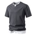 thumbnail image 1 of Styesk T Shirts for Man Double Fashion Fake Two Short Sleeve T-shirt Large Size Fallow Base Shirt, 1 of 4