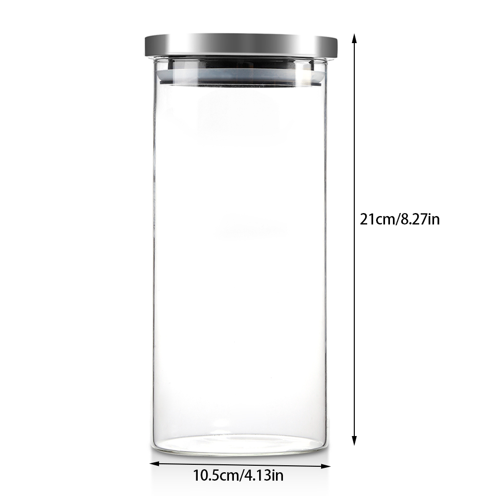 Rdeghly Glass Food Container, Coffee Beans Storage Container,1000ml Glass Storage Jar Coffee Beans Kitchen Food Container Stainless Steel Lid
