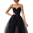 thumbnail image 4 of Kmbangi Robes d'Invitée de Mariage pour Femmes Été Bretelles Spaghetti Encolure Cœur Fente Latérale Bretelles en Maille Robe de Cocktail, 4 of 6