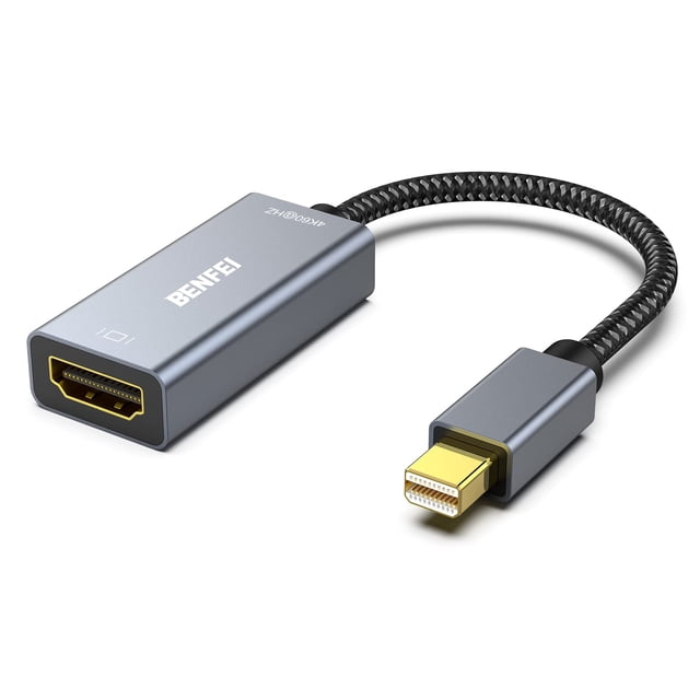 Benfei Adaptateur Mini DisplayPort vers HDMI Gris, Prenant en Charge la Résolution 4K@60Hz. Comprend un Câble Tressé durable et des Connecteurs Plaqués Or pour une transmission de signal Améliorée. compatible Thunderbolt et Idéal pour MacBook Air/Pro, Surface Pro, Moniteurs, Projecteurs et Convertisseurs de Télé Numérique.