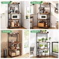 thumbnail image 3 of SNTD Bakers Rack with Power Outlet, Kitchen Shelves Microwave Stand with Wire Grid and 10 Hooks, 4 Tiers Coffee Stand (Rustic Brown, 23.5 x 15.6 x 52.8 Inches), 3 of 9