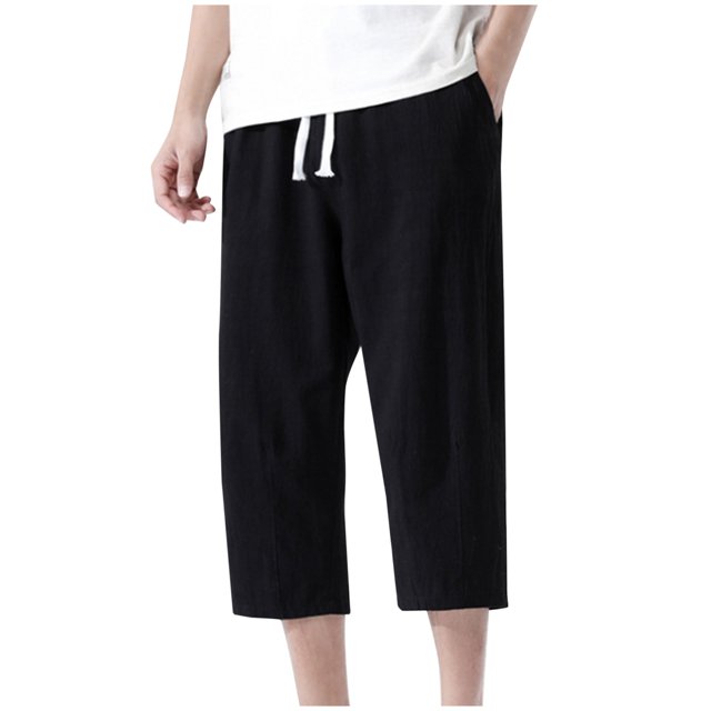 Birdeem Mens Fashion Drawstring Elastic Waist Pocket Casual Sweat Capris Pants