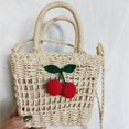 thumbnail image 2 of LinYooLi New Cherry Straw Bag Female Cute Seaside Vacation Beach Bag Shoulder Cross Small Fresh Shoulder Woven Female Bag, 2 of 5