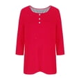 thumbnail image 3 of FAIWAD Oversized Tshirts for Women 3/4 Sleeve Button Decor Tops Cute Round Neck Basic Business Tees Blouses, 3 of 4