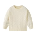 thumbnail image 1 of SERTG Child and Child Sweater Kids Fall Solid Color Plaid Kids Crew Neck Soft Knit Pullover Tops Winter Long Sleeve Round Neck Sweaters(Beige,7-8 Years), 1 of 9
