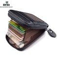 thumbnail image 3 of Men Credit Card Bag Genuine Leather RFID Blocking Zipper Thin Wallet ID Protection Purse, 3 of 6