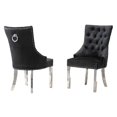 thumbnail image 1 of Double Tufted Black Velvet Side Chairs with Silver Stainless Steel Legs, 1 of 2