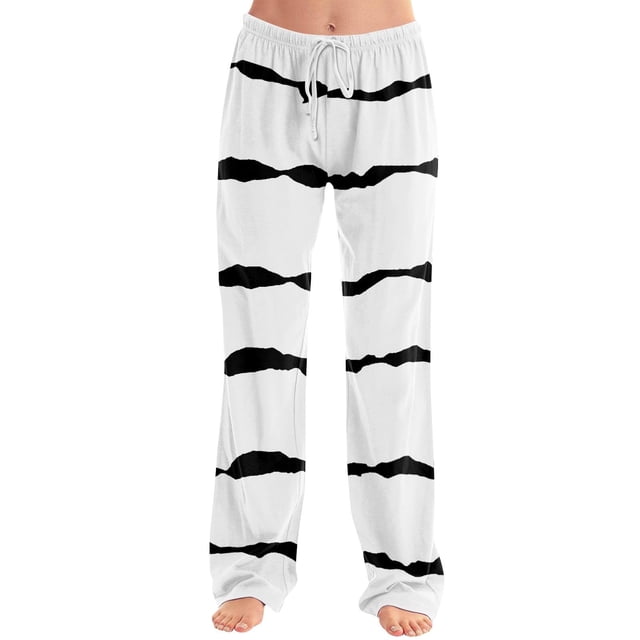 fatyb Lounge Pants for Women Printed Pajama Pants with Drawstring Womens Comfortable Wide Leg Pants