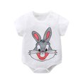 thumbnail image 1 of CAROOTU Nouveau-Né Bébé Garçons Filles Combinaison Manches Courtes Dessin Animé Imprimé Col Rond Respirant Rompers pour l'Été, 1 of 6