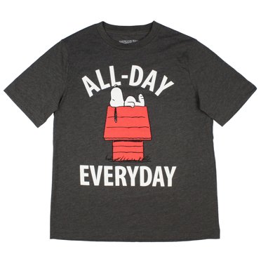 Peanuts Snoopy T-Shirt Graphique pour Garçons, Détente et Sommeil Toute la Journée (Moyen)