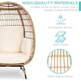 thumbnail image 2 of Best Choice Products Steel Frame Egg Hanging Chair with 4 Cushions, Ivory, 2 of 7