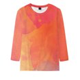 thumbnail image 3 of IROINID Offres Polyester Long Sleeve T-Shirt pour Women Confortable Été Col Rond Chemisiers de Sortie d'Impression Tops,Orange, 3 of 3