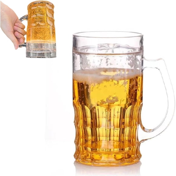 Funny Beer Steins Double Layer Mug, Fake Beers Glass, Leak-Proof Insulated, Mezzanine Handles, Stylish Design, For Party/Office, Versatile Use Case, Humorous Beer Mug Hzhnb | Plastic, As Shown