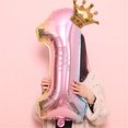 thumbnail image 1 of Crown Number Foil Balloons Number Ballon Happy Birthday Party Decoration 32 Inch, 1 of 2