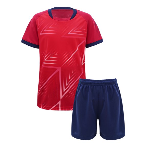 Alvivi Ensemble de Sport 2 Pcs pour Garçons, T-Shirt de Basketball Soccer avec Short, Survêtement d'Été Rouge 9-10