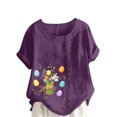 thumbnail image 2 of EGNMCR Shirts T - de Pâques pour Femmes T-Shirts Imprimé de Pâques T-Shirt d'Été Oversize Décontracté à Col Rond à Manches Courtes à Imprimé Floral Chemise Ample Hauts Femmes T-Shirts, 2 of 5