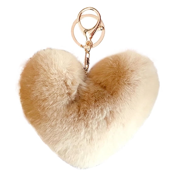 Coofit Key Chain Fashion Heart Shape Pom Pom Handbag Pendant Purse Charm Phone Charm