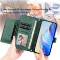 thumbnail image 2 of Case for Motorola Edge 50 Ultra Zipper Wallet Flip Cover with Card Holder, Photo Frame, Kickstand & Lanyard, PU Leather Green, 2 of 5