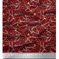 thumbnail image 1 of Soimoi Red Rayon Fabric Branch,Dot & American Robin Bird Print Fabric by The Yard 42 Inch Wide, 1 of 3