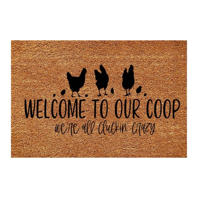 Funny Door Mats Coir Mat Doormats Outdoor Summer Door Rug Indoor Sturdy Front Door Mat Mat for Outside Entry Way Doormat Entry Rugs, Home Gifts for Housewarming, 16x24 Inch WELCOME TO OUR COOP